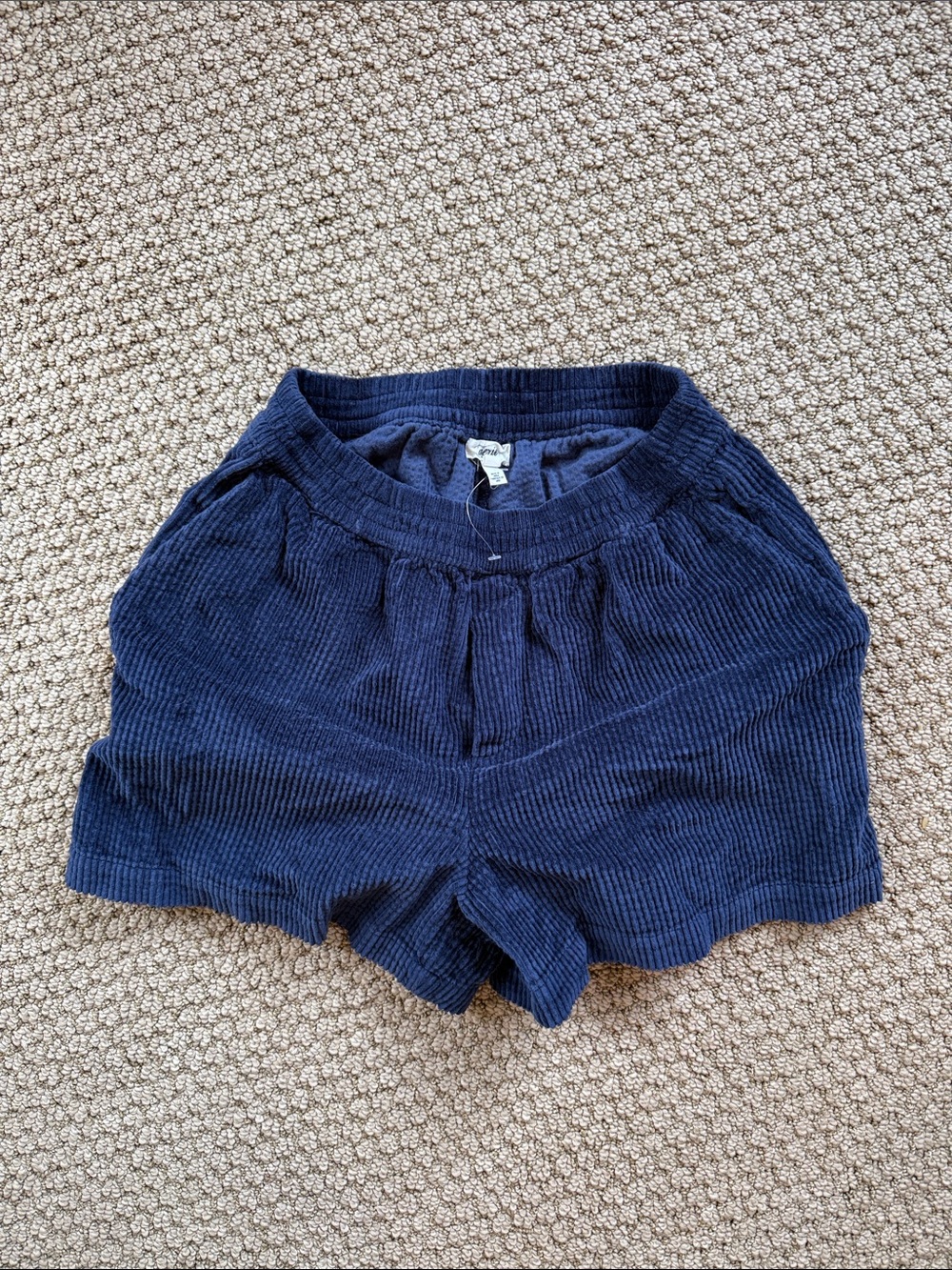 aerie Navy High-Waist Corduroy Shorts